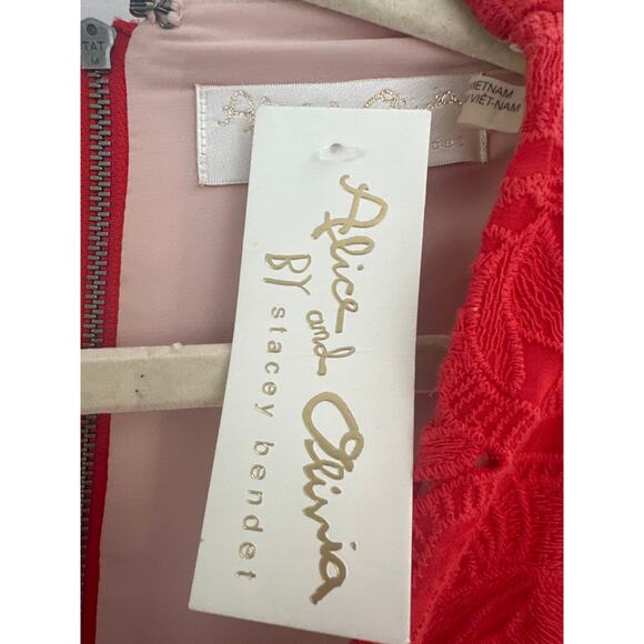 NWT Alice + Olivia Red Francis high-low coral red gown Sz6 wedding guest dress - Picture 7 of 9